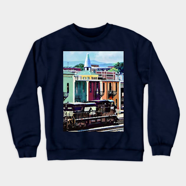 Norfolk VA - Train With Two Locomotives Crewneck Sweatshirt by SusanSavad